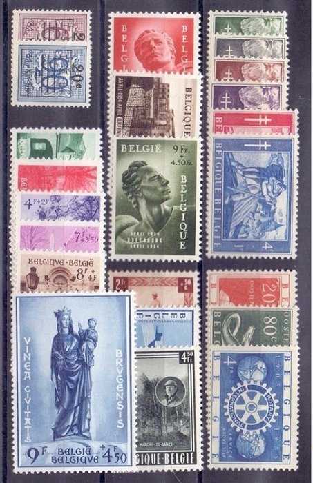 Belgien 1953/1959 - 7 Næsten komplette bind uden blok