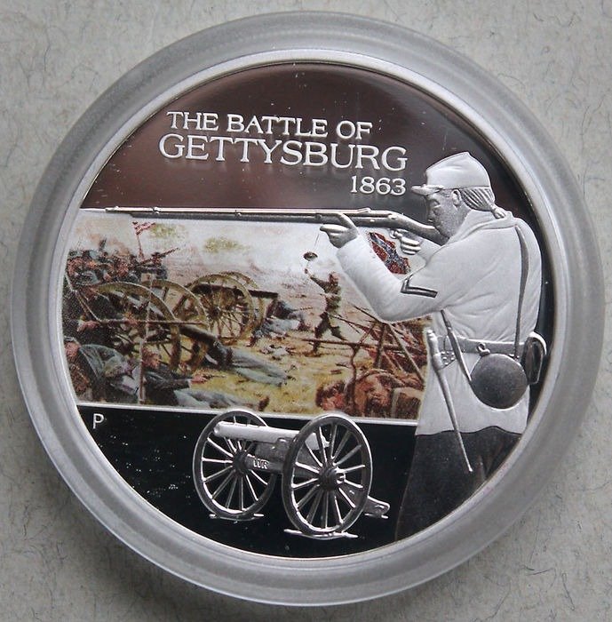 Tuvalu 1 Dollar 2009 'Famous Battles in History - The Battle of Gettysburg' 1 Oz (999) Proof  (Ingen mindstepris)