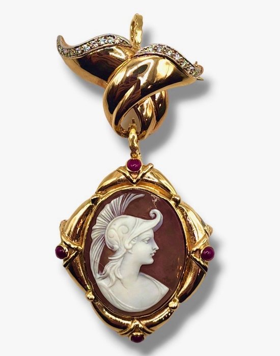 Broche 18k guld  diamant antik Cameo Broche vedhæng