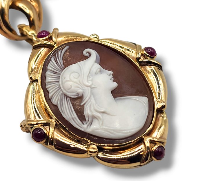 Broche 18k guld  diamant antik Cameo Broche vedhæng