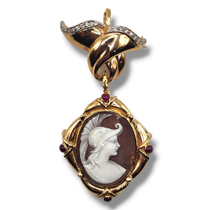 Broche 18k guld  diamant antik Cameo Broche vedhæng