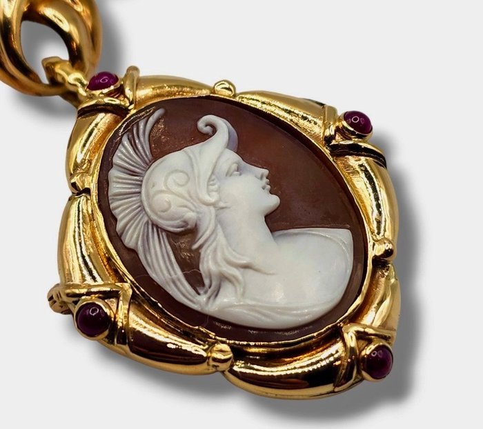 Broche 18k guld  diamant antik Cameo Broche vedhæng