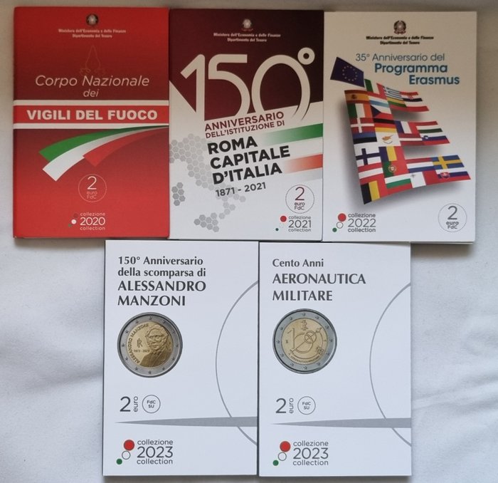 Italien 2 Euro 2020/2023 (totaal 5 munten)  (Ingen mindstepris)