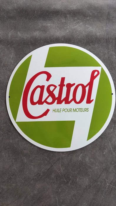 Castrol - Huile pour motor Castrol oil Tankstelle Öl enamel sign Emailschild Emaille Schild