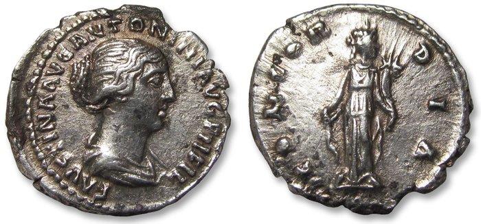 Romarriket. Faustina II (Augusta, AD 147-175). Denarius Rome mint circa 149-152 A.D. - CONCORDIA reverse - struck under Antoninus Pius