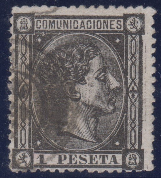 Spanien 1875 - Alfonso XII. 1 peseta, sort. - Edifil 169