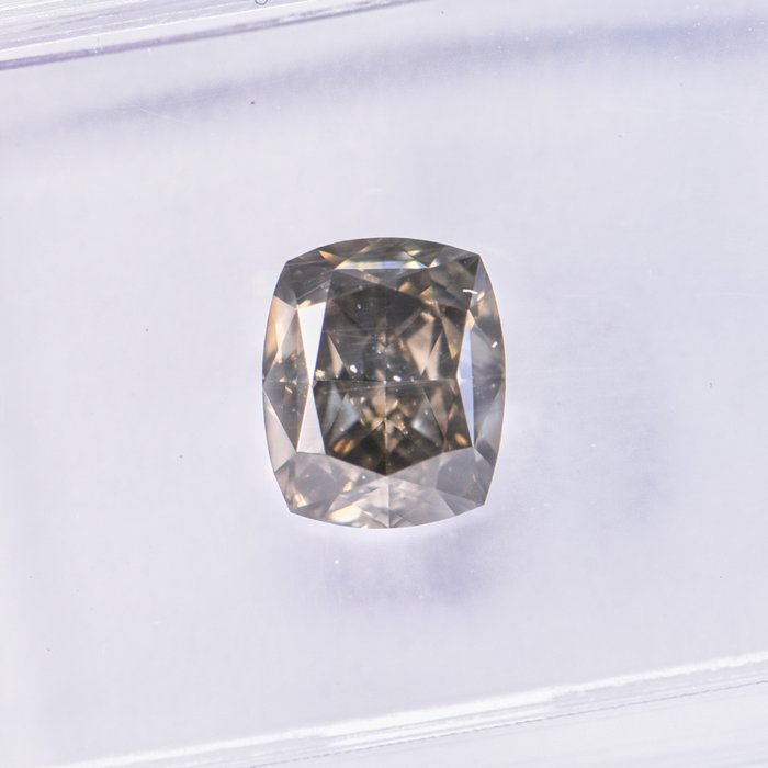 Ingen mindstepris - 1 pcs Diamant  (Naturfarvet)  - 1.06 ct - Pude - Fancy deep Brun, Grønlig Gul - SI1 - International Gemological Institute (IGI)