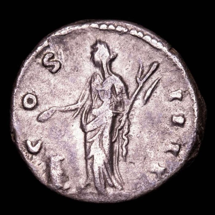 Romarriket. Antoninus Pius (138-161.. Fouree denarius minted in Rome in 148-149 A.D. COS IIII, Annona  (Ingen mindstepris)