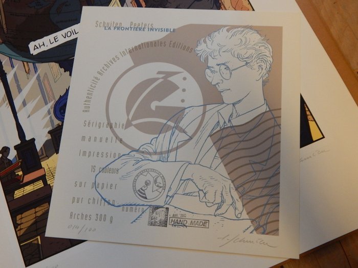 Schuiten François - 2 Silkscreen - De Duistere Steden - La Frontiere Invisible + certificaat - 2002