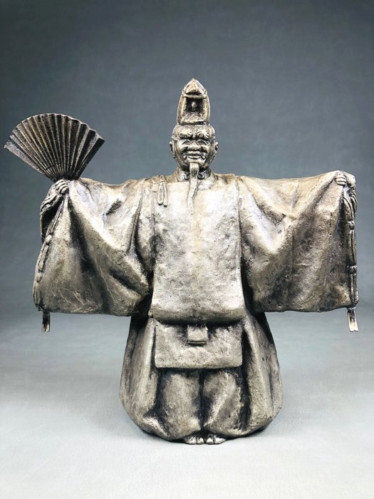 Metallegering - Ken 芡 - Okina 翁 lykkebringende gammelmandsfigur - Shōwa-periode (1926-1989)  (Ingen mindstepris)