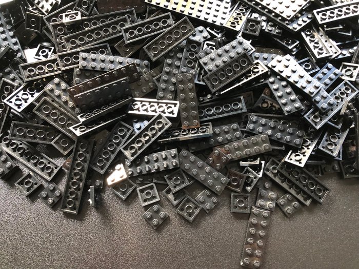 Lego - Geen serie - LEGO Partij zwarte platte plaatjes in diverse maten 1000 gram