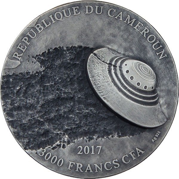 Cameroun 3000 Francs 2017 70th Anniversary of Roswell Incident - UFO - Antique Finish 3 Oz (999)  (Ingen mindstepris)