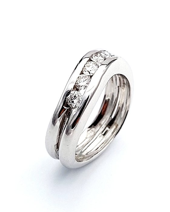 Ring - 18 kraat Hvidguld Diamant (Natur)