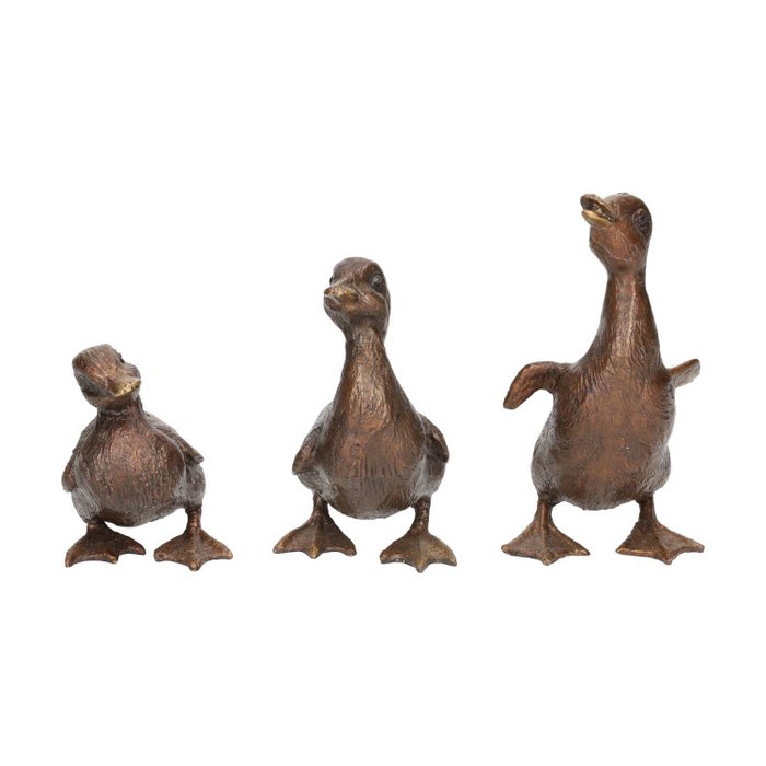 Statuette - Charming Trio of Bronze Ducks (3) - Bronze