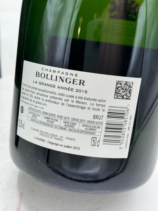 2015 Bollinger La Grande Année - Champagne - 1 Magnum (15 L)