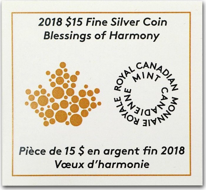 Canada. 15 Dollars 2018 Blessings of Harmony - Gilded, Proof  (Ingen mindstepris)