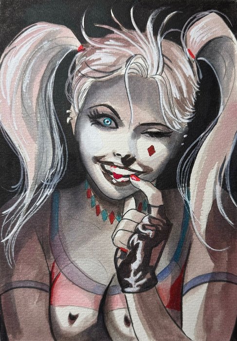 Candita Giuseppe - 1 Original colour drawing - Harley Quinn - I’m not crazy!?