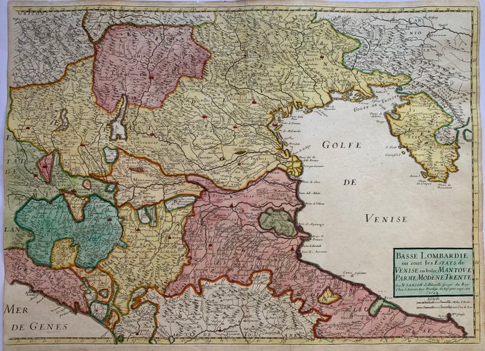 Italien - Veneto / Trentino / Lombardiet / Emilia-Romagna / Istrien; Nicola Sanson - Basse Lombardia - 1648