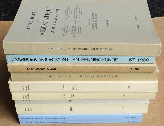 Tien Jaarboeken en Periodieken 'Munt-en Penningkunde' uit Nederland, België  Frankrijk - 1974-2000