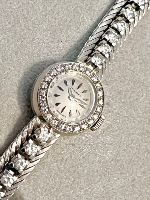 Longines - 31 gr ca, 18kt white gold, 3.50ct ca, diamonds Lady's jewelry watch - Kvinder - 1950-1959