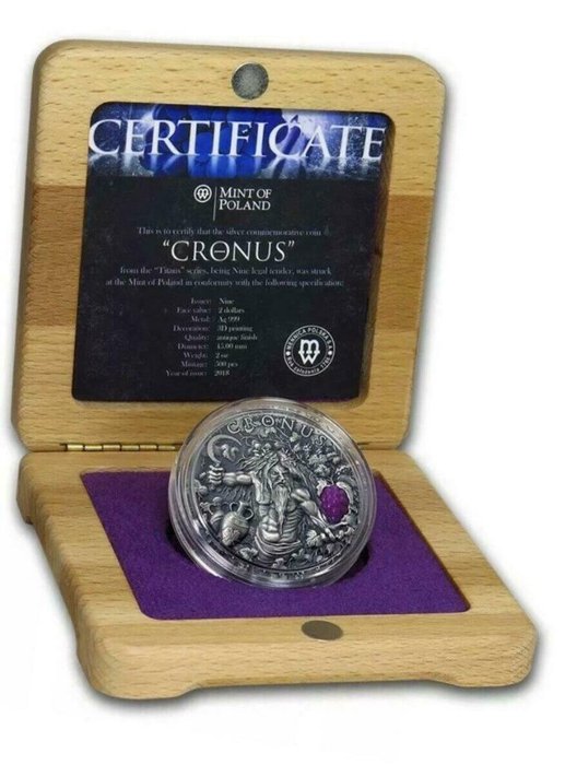 Niue. 2 Dollars 2018 Cronus Greek - Titans - Antique Finish, 2 Oz (.999)