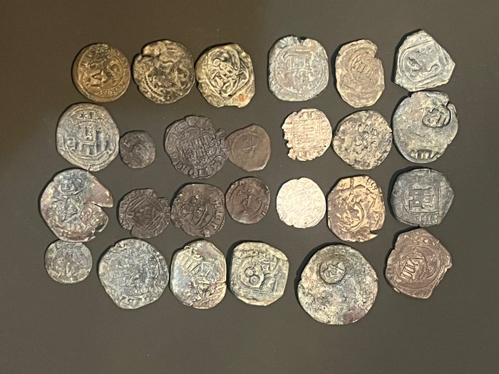 Portugal, Spanien. Lote de 26 moedas diversas épocas  (Ingen mindstepris)