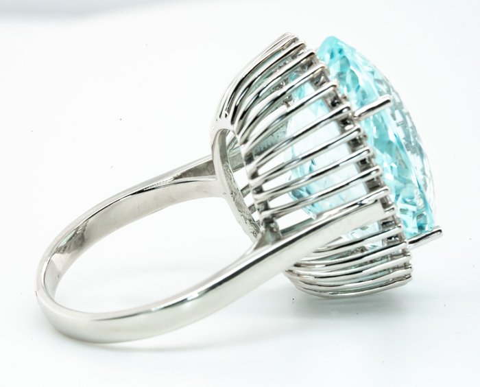 Ingen mindstepris - Ring - 18 kraat Hvidguld, Grønlig Blå -  23.55ct. tw. Turmalin paraiba - Diamant - 0,72 ct - VS