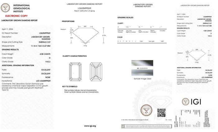 Øreringe - 18 kraat Hvidguld -  8.11ct. tw. Diamant (Laboratoriedyrket)