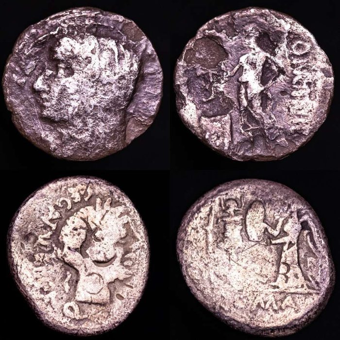 Romerska republiken. C. Herennius + C. Egnatuleius C.f.. Couple of denarius  quinarius minted in Rome between 108-97 B.C. Rome mint.  (Ingen mindstepris)