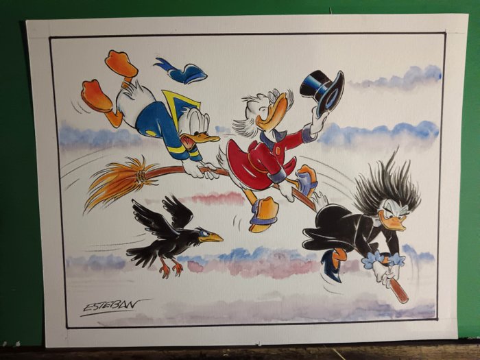 Esteban - Original colour drawing - Uncle Scrooge - "Por las nubes"