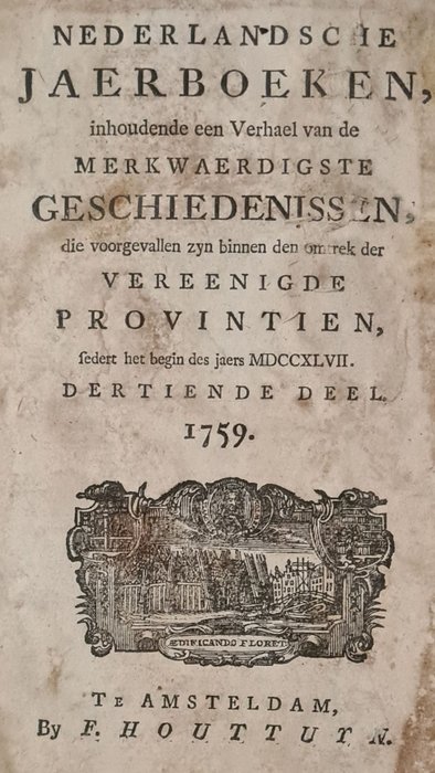 F Houttuyn (uitg.) - Nederlandse jaarboeken, merkwaardige geschiedenissen; gravure van begrafenis vrouwe gouvernante - 1759