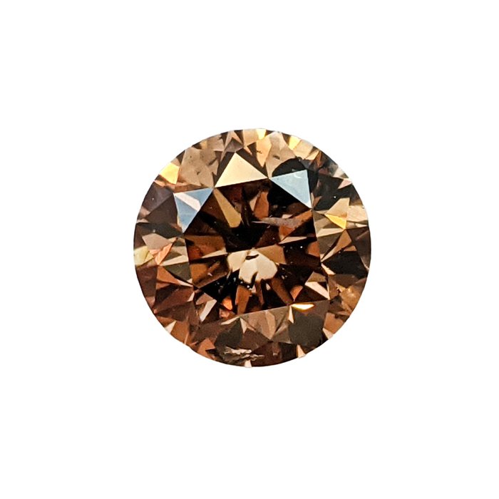 Ingen mindstepris - 1 pcs Diamant  (Naturfarvet)  - 1.01 ct - Rund - Fancy deep Orange Brun - I1 - International Gemological Institute (IGI)