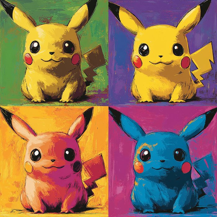 I_KONIQ (1969) - POP-KACHU IN WARHOL STYLE (SET OF 4 CANVAS) EX 2-10