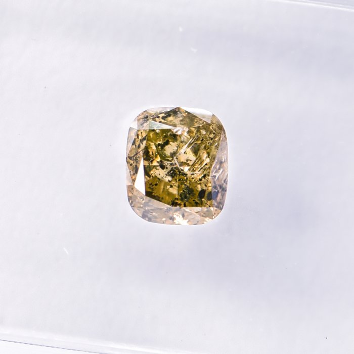 Ingen mindstepris - 1 pcs Diamant  (Naturfarvet)  - 0.61 ct - Pude - Fancy deep Brunlig Gul - I2 - International Gemological Institute (IGI)