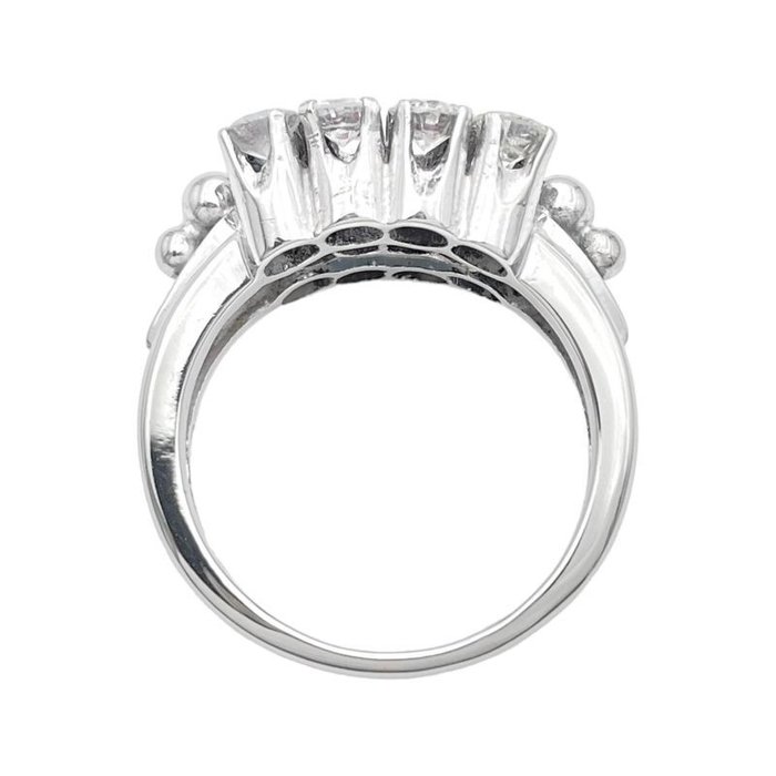 Ring - 14 karat Hvidguld -  2.13ct. tw. Diamant (Natur)  - Rubin - Vintage diamant- og rubinring