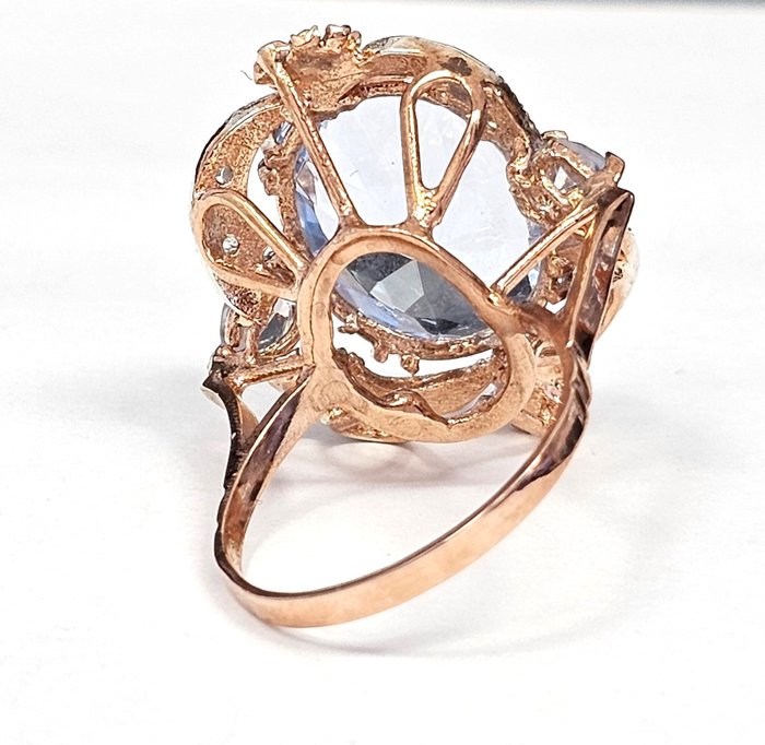 Ingen mindstepris - Ring - 9 kt. Rosaguld, Sølv -  9.58ct. tw. Topas - Topas