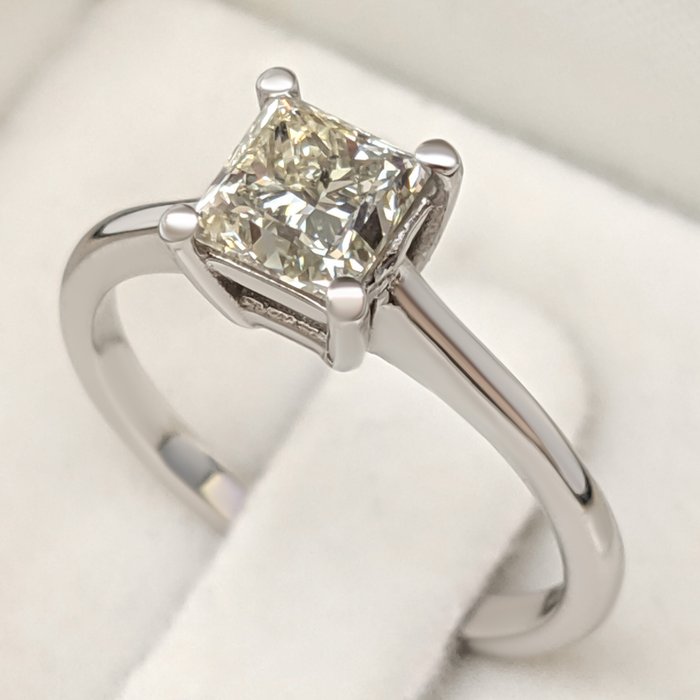 Ring - 14 karat Hvidguld -  1.00ct. tw. Gul Diamant (Naturfarvet) - IGI