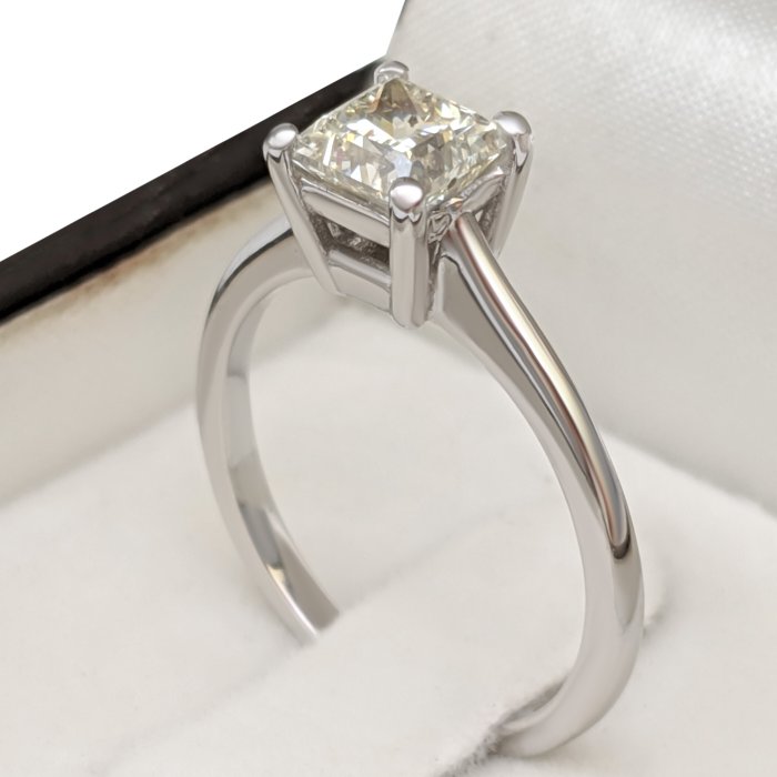 Ring - 14 karat Hvidguld -  1.00ct. tw. Gul Diamant (Naturfarvet) - IGI