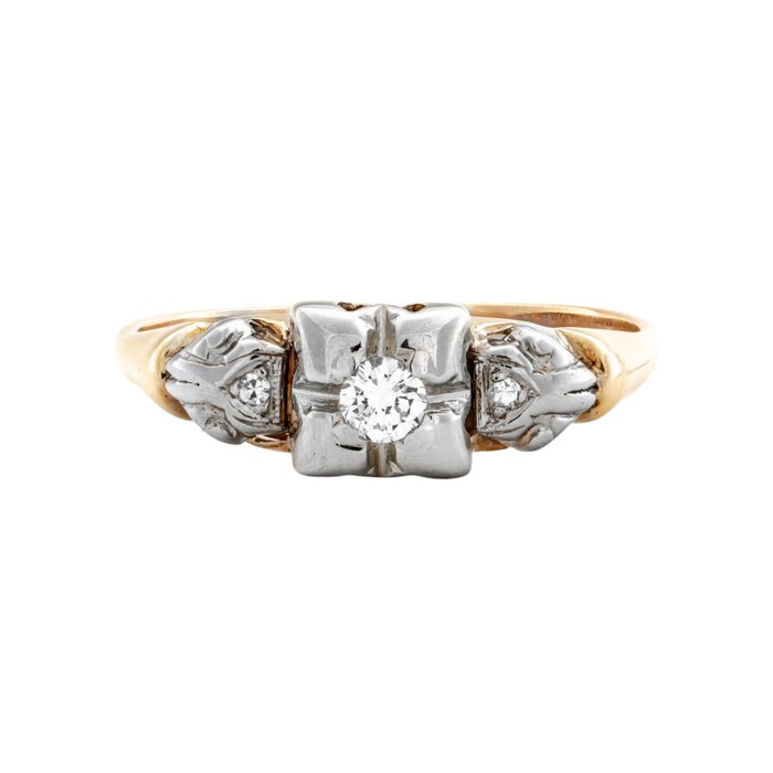 Ingen mindstepris - Ring - 14 karat Gulguld, Hvidguld -  0.08ct. tw. Diamant (Natur)