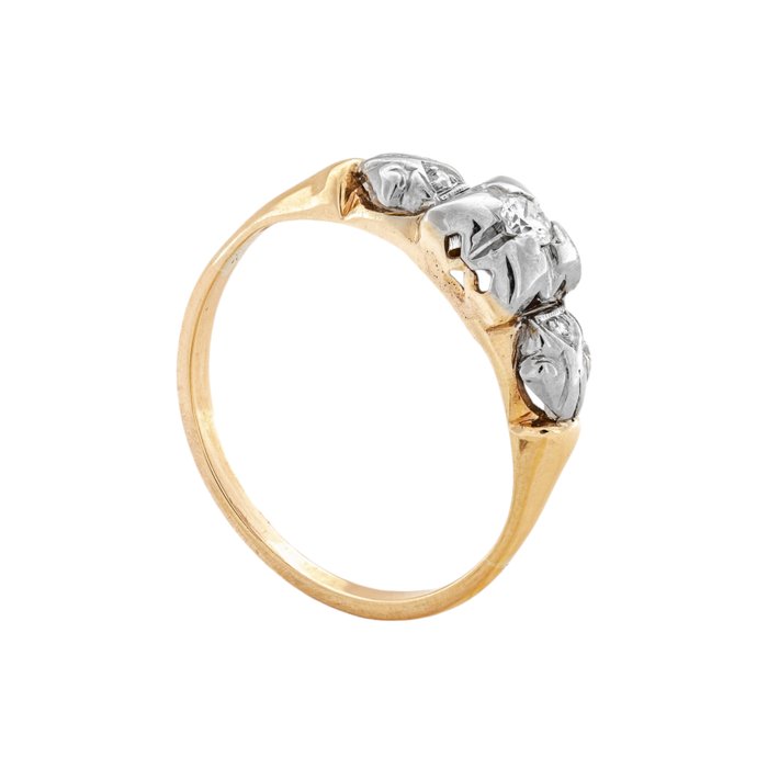 Ingen mindstepris - Ring - 14 karat Gulguld, Hvidguld -  0.08ct. tw. Diamant (Natur)