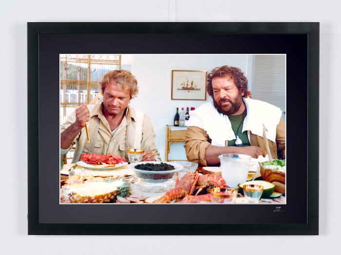 Terence Hill  Bud Spencer in "I'm for the Hippopotamus"  (1979) - Fine Art Photography - Luxury Wooden Framed 70X50 cm - Limited Edition Nr 03 of 30 - Serial ID 16932 - Original Certificate (COA) Hologram Logo Editor and QR Code - 100% New items