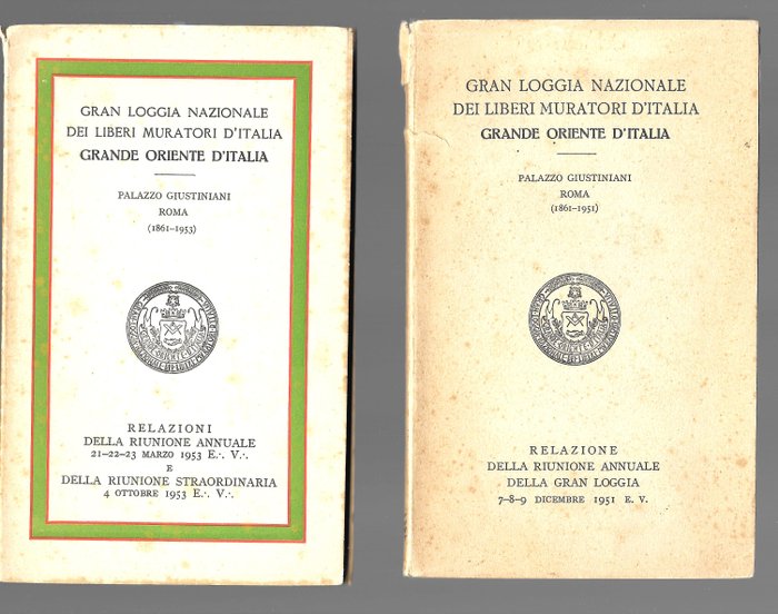 Ugo Lenzi- Publio Cortini-Umberto Cipollone-Giorgio Tron-Giordano Gamberini - Gran Loggia Nazionale dei Liberi Muratori d'Italia Grande Oriente d'Italia - Palazzo Giustiniani - 1951-1970