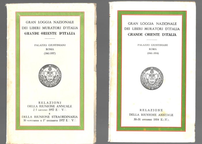 Ugo Lenzi- Publio Cortini-Umberto Cipollone-Giorgio Tron-Giordano Gamberini - Gran Loggia Nazionale dei Liberi Muratori d'Italia Grande Oriente d'Italia - Palazzo Giustiniani - 1951-1970