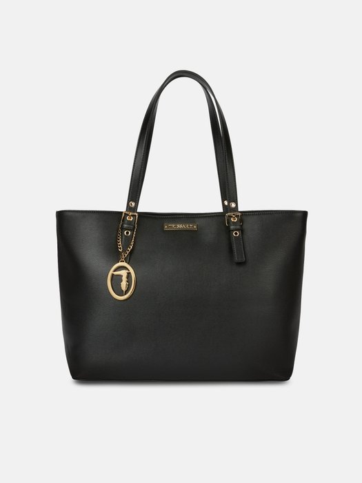 Trussardi - Metal Plate Shopper Black - Håndtaske