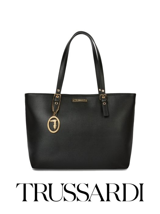 Trussardi - Metal Plate Shopper Black - Håndtaske