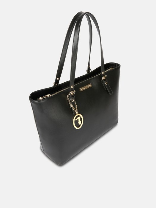 Trussardi - Metal Plate Shopper Black - Håndtaske