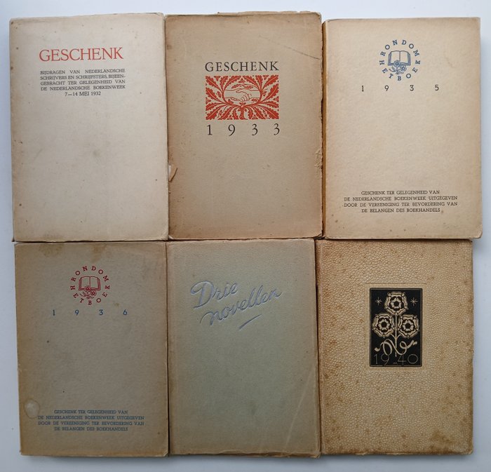 Boekenweek; Roel Houwink e.a. - Lot met 6 vroege boekenweekgeschenken - 1932-1940