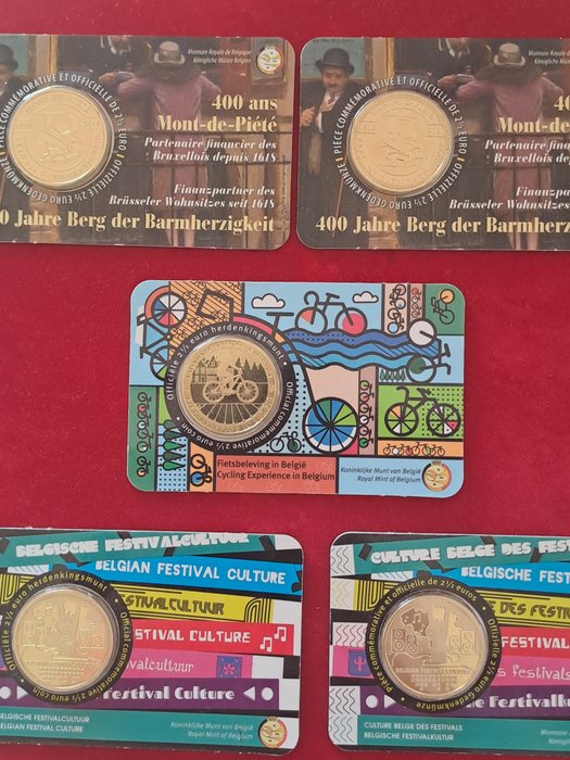 Belgien. 2 1/2 Euro 2018/2023 (5 coincards)  (Ingen mindstepris)