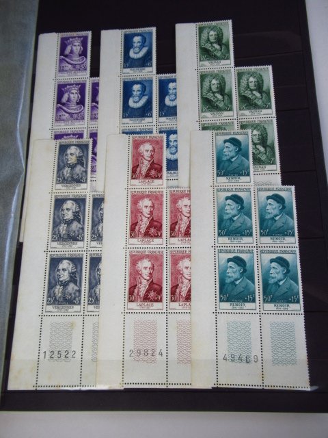 Frankrig 1955 - komplet serie i blokke af 5 - Yvert n°1027/1032