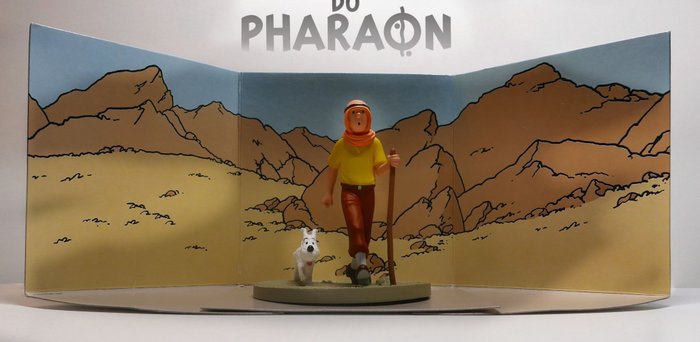 Tintin - 2011 ''Les Cigares du Pharaon''- Scène cube :  Figurines Tintin et Milou dans le désert